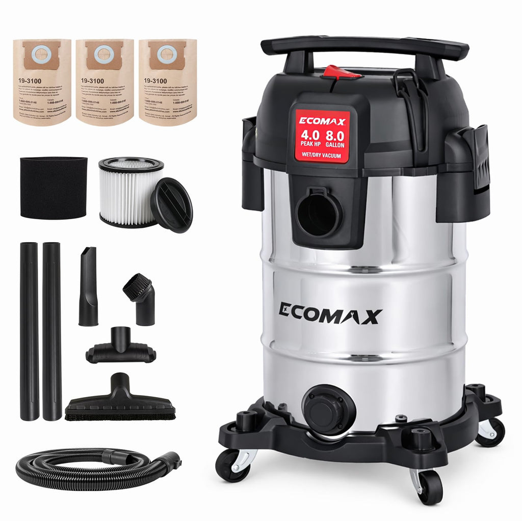 8 Gallon Stainless Steel Wet and Dry Shop Vacuum E717