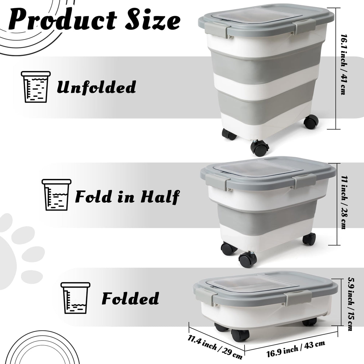Collapsible Airtight Pet Food Storage Container with Scoop F431875