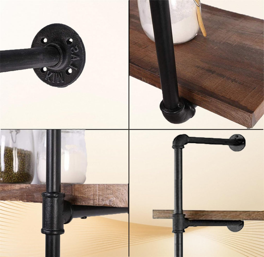 Black Iron Pipe Shelf Bracket, 2Pcs 5 Tier 68" Tall M3642