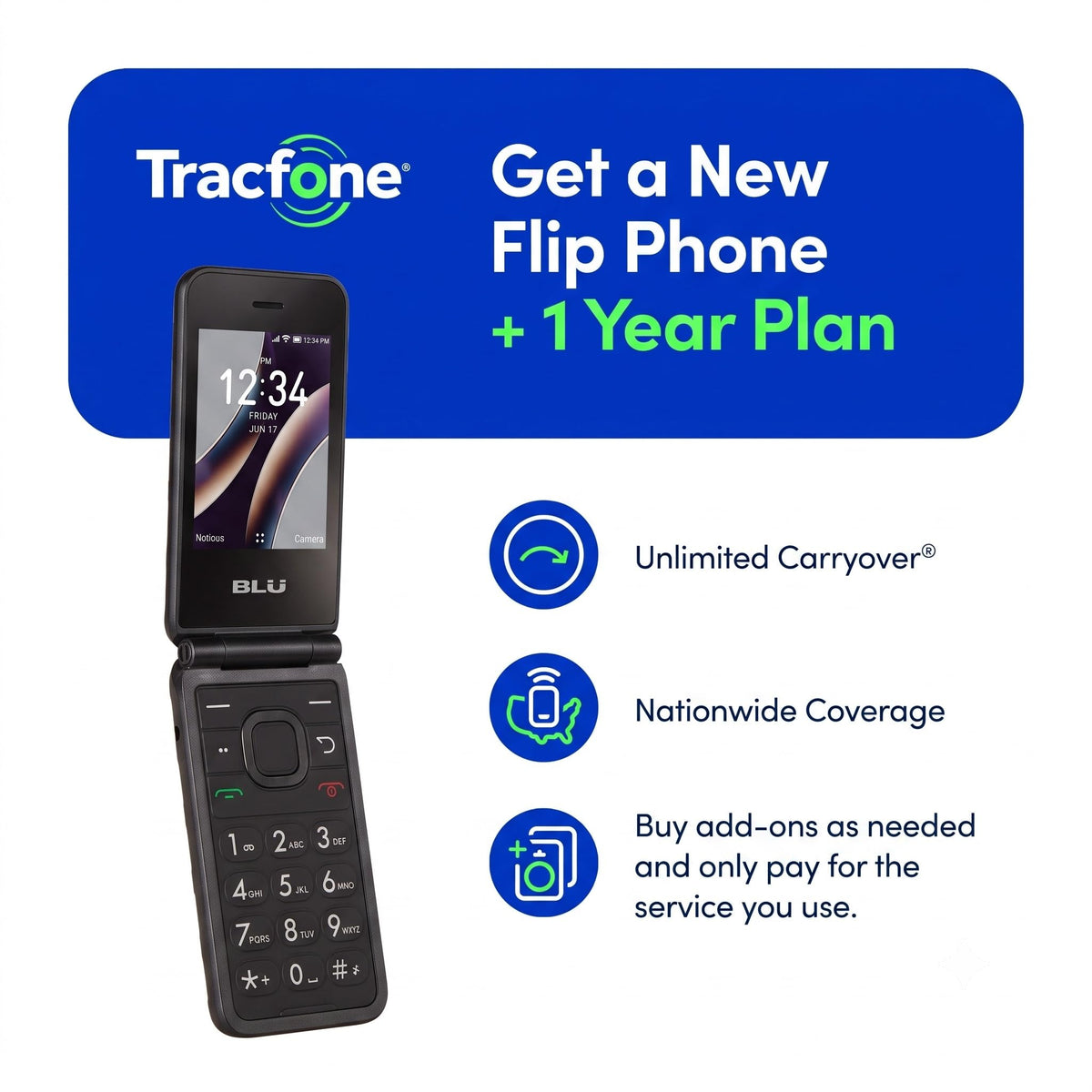 Black 4G Flip Phone R459