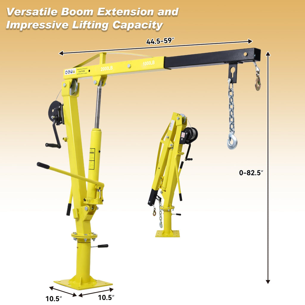 2000 lbs Folding Truck Crane with Hydraulic Winch I9860