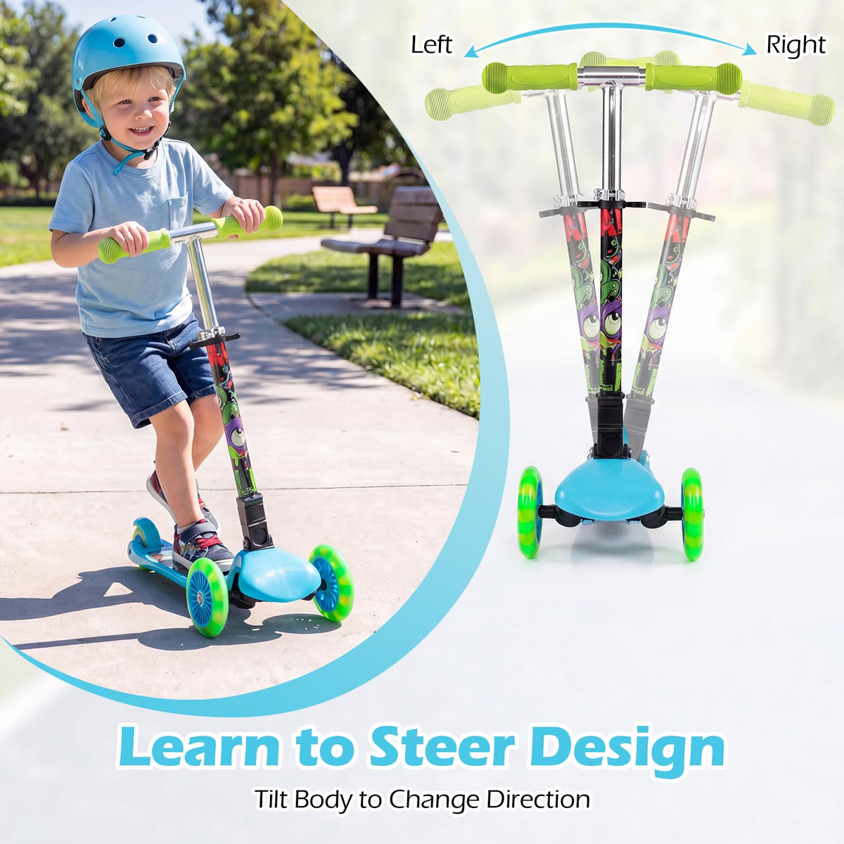 Kids 3-Wheel Kick Scooter with LED Front Wheels V774