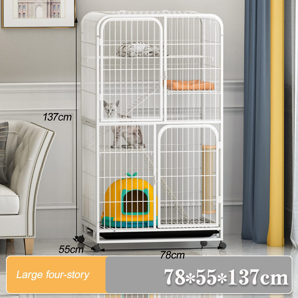 3-Tier Metal Wire Cat Cage with Hammock and Casters P1934