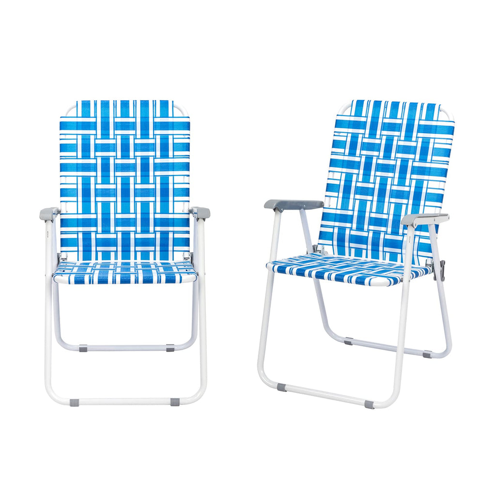 Set of 2 Blue Webbed Folding Camping Chairs Q26612