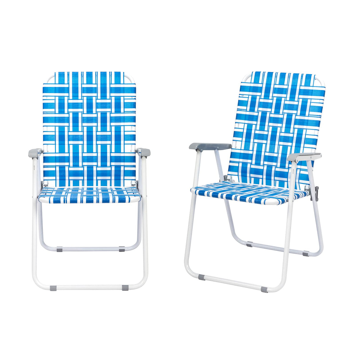 Set of 2 Blue Webbed Folding Camping Chairs Q26612