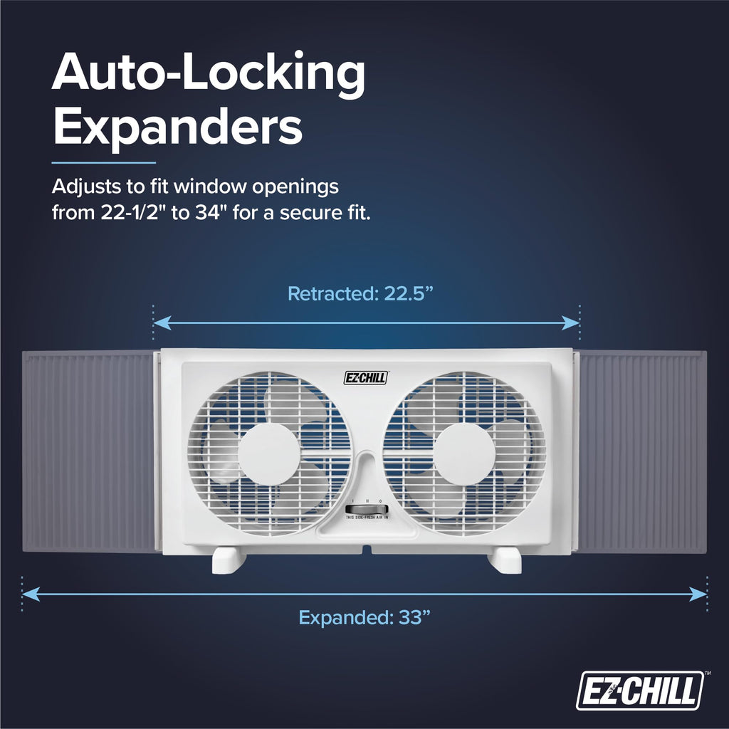 9" Twin Window Fan with Manual Reversible Airflow, 2 Speed, White W206387