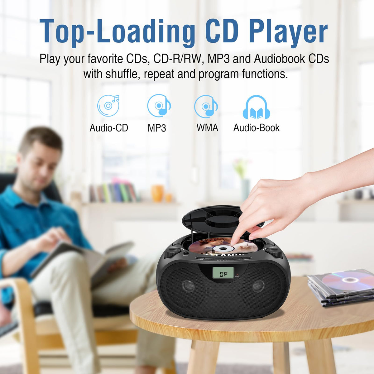Portable CD Player Boombox with Bluetooth A282665