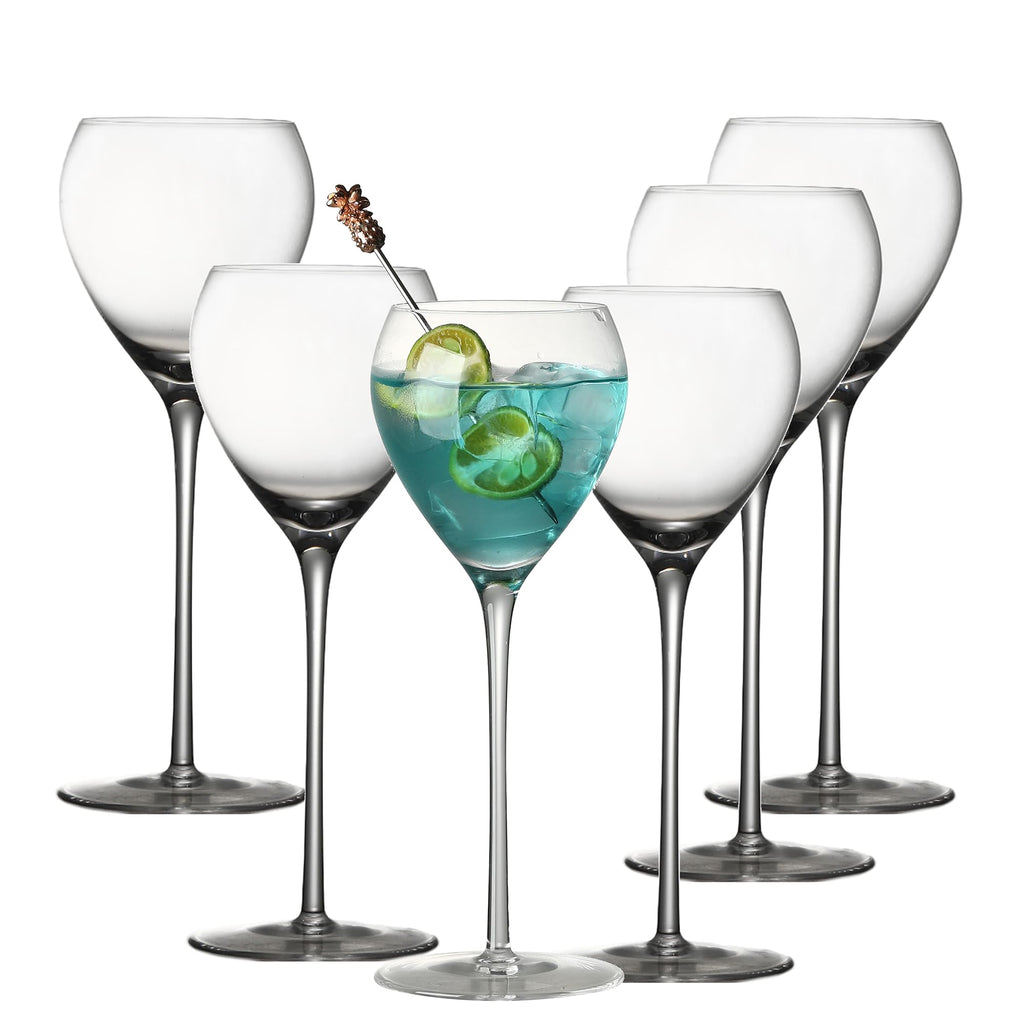 Hand Blown Crystal Cocktail Glasses Set of 6, 5.8Oz Clear G453