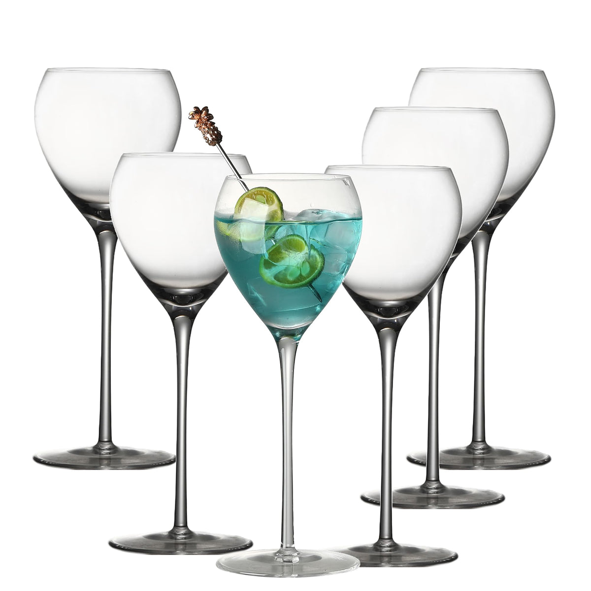 Hand Blown Crystal Cocktail Glasses Set of 6, 5.8Oz Clear G453
