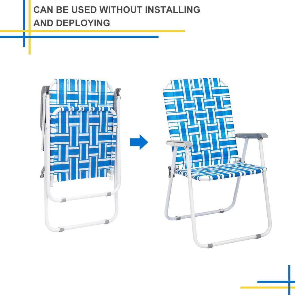 Set of 2 Blue Webbed Folding Camping Chairs Q26612
