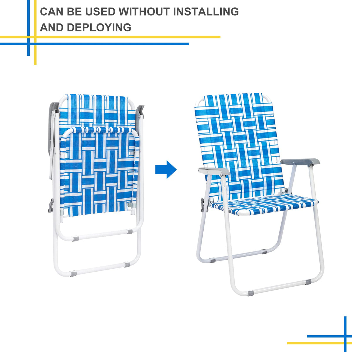 Set of 2 Blue Webbed Folding Camping Chairs Q26612