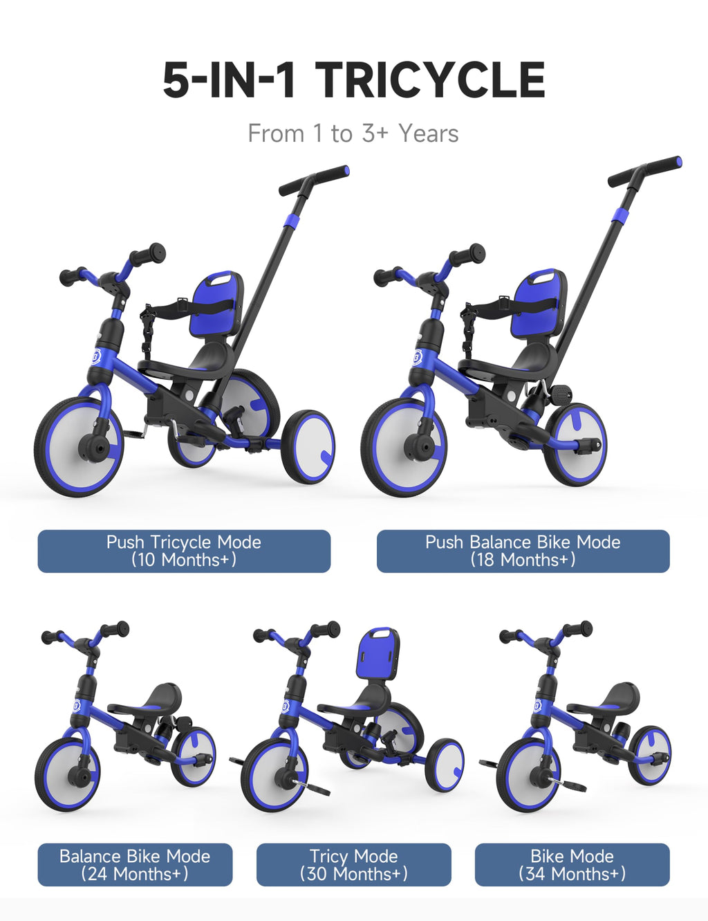 Toddler Tricycle with Push Handle X992519