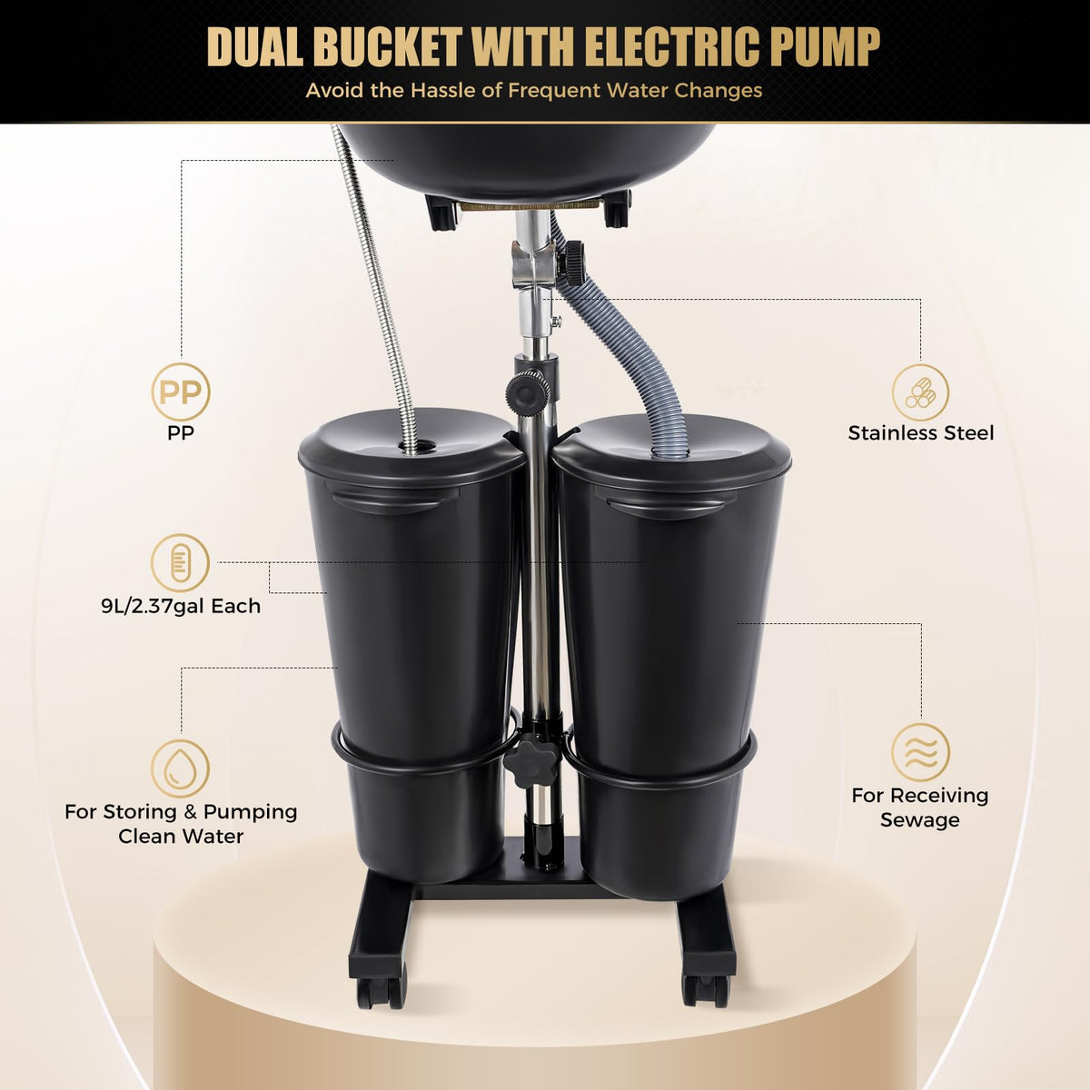 Portable Shampoo Basin with Electric Pump and Wheel O84139