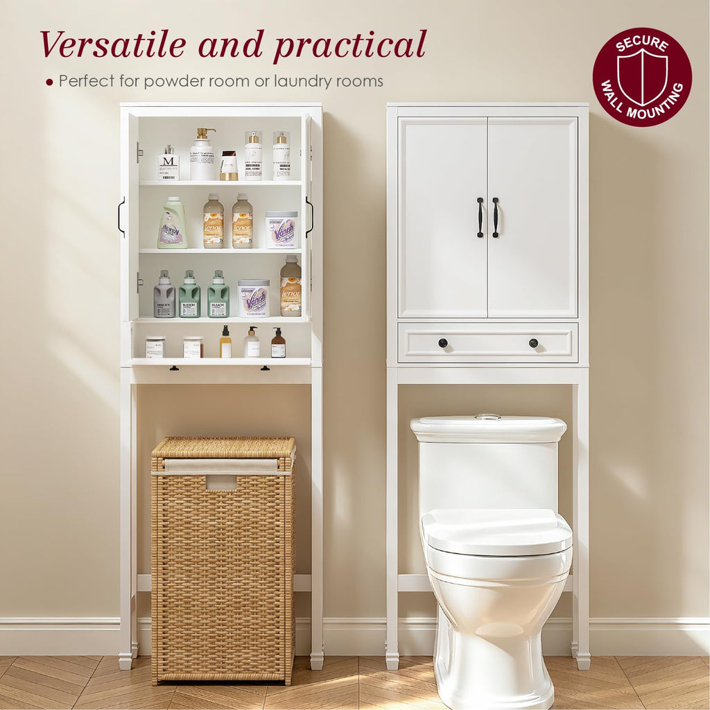 White Over the Toilet Storage Cabinet with Doors F48205