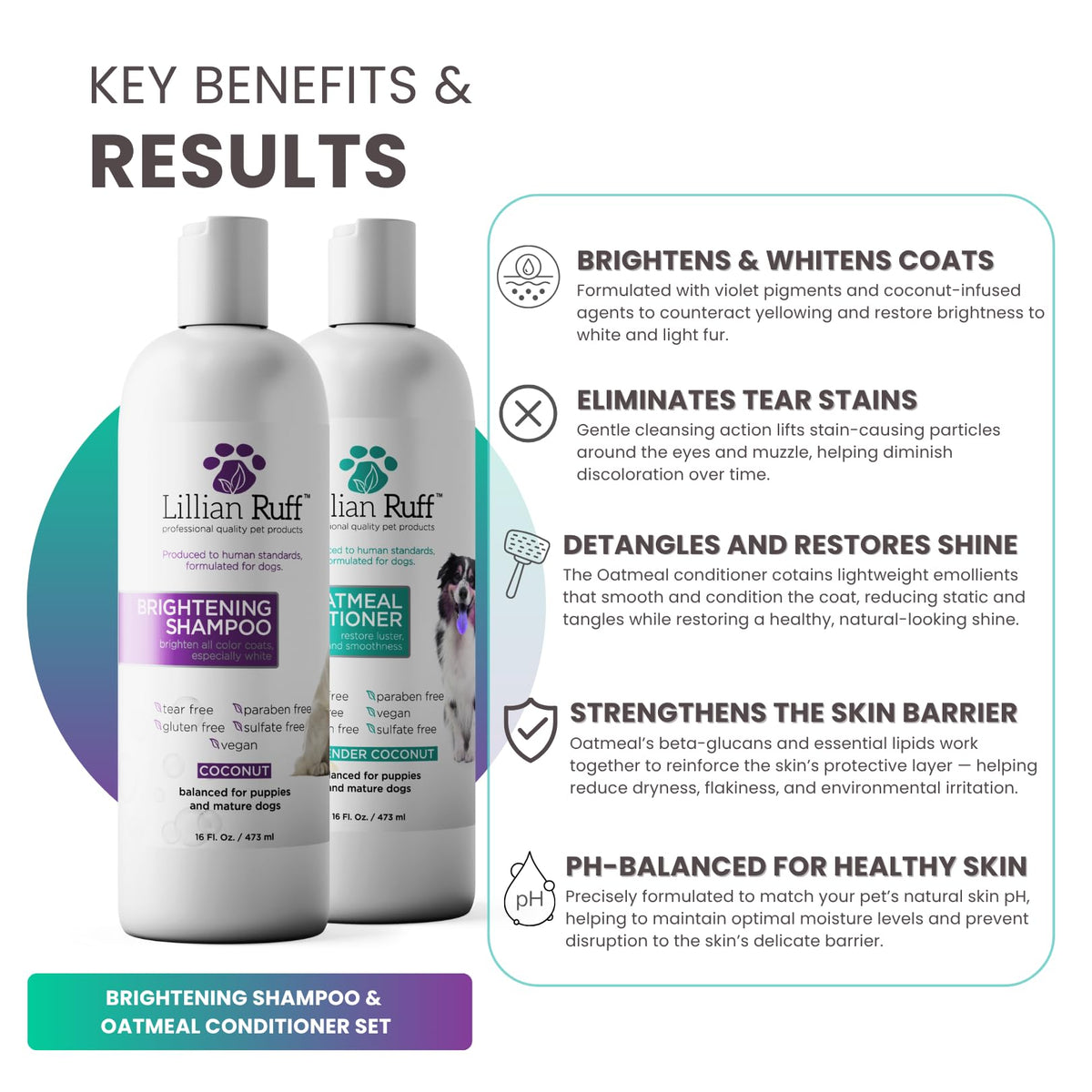 Brightening Shampoo & Oatmeal Conditioner Set for Dogs Q545467