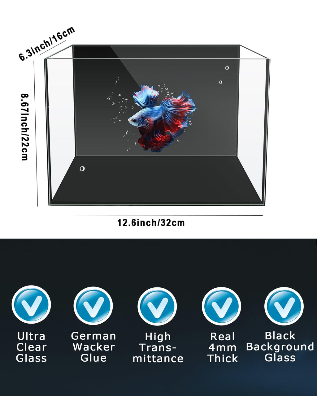 3 Gallon Ultra-Clear Glass Fish Tank with Filter and Led Light P584570