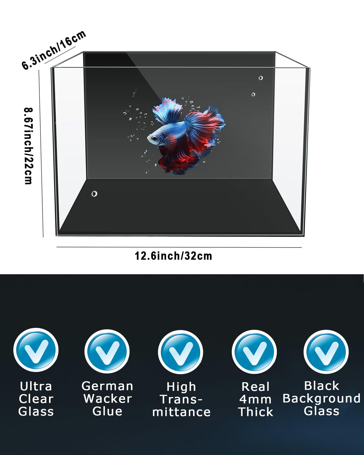 3 Gallon Ultra-Clear Glass Fish Tank with Filter and Led Light P584570