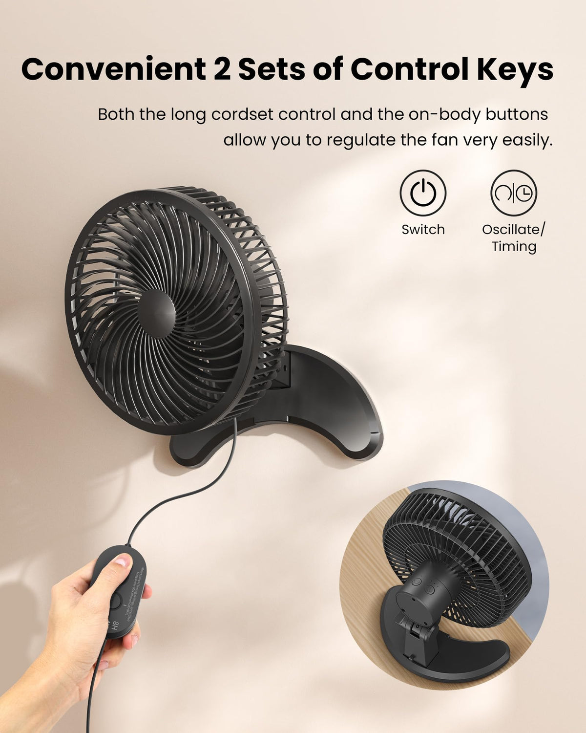 8'' Wall Mount Fan with Timer P656