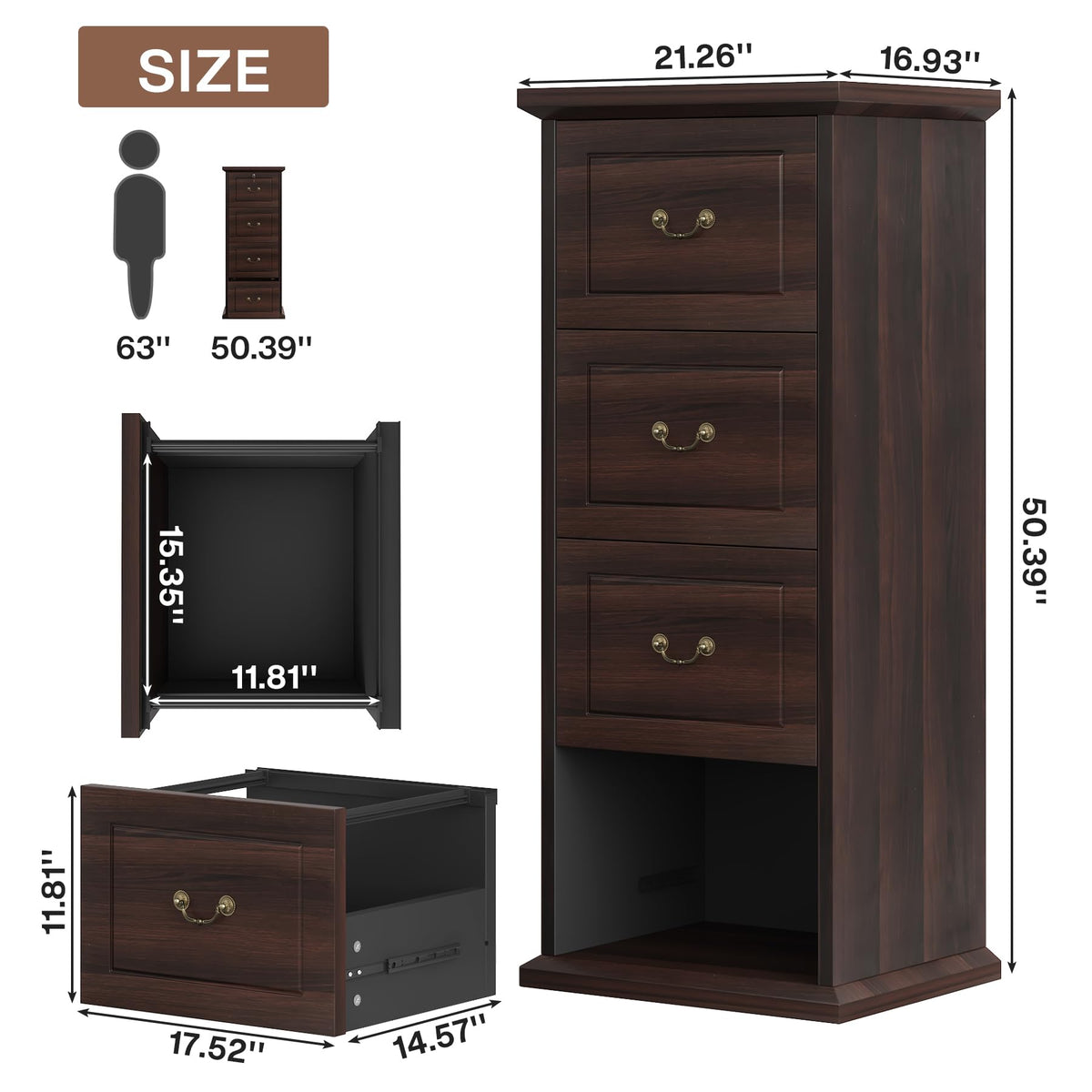 4 Drawer Dark Walnut File Cabinet N59920