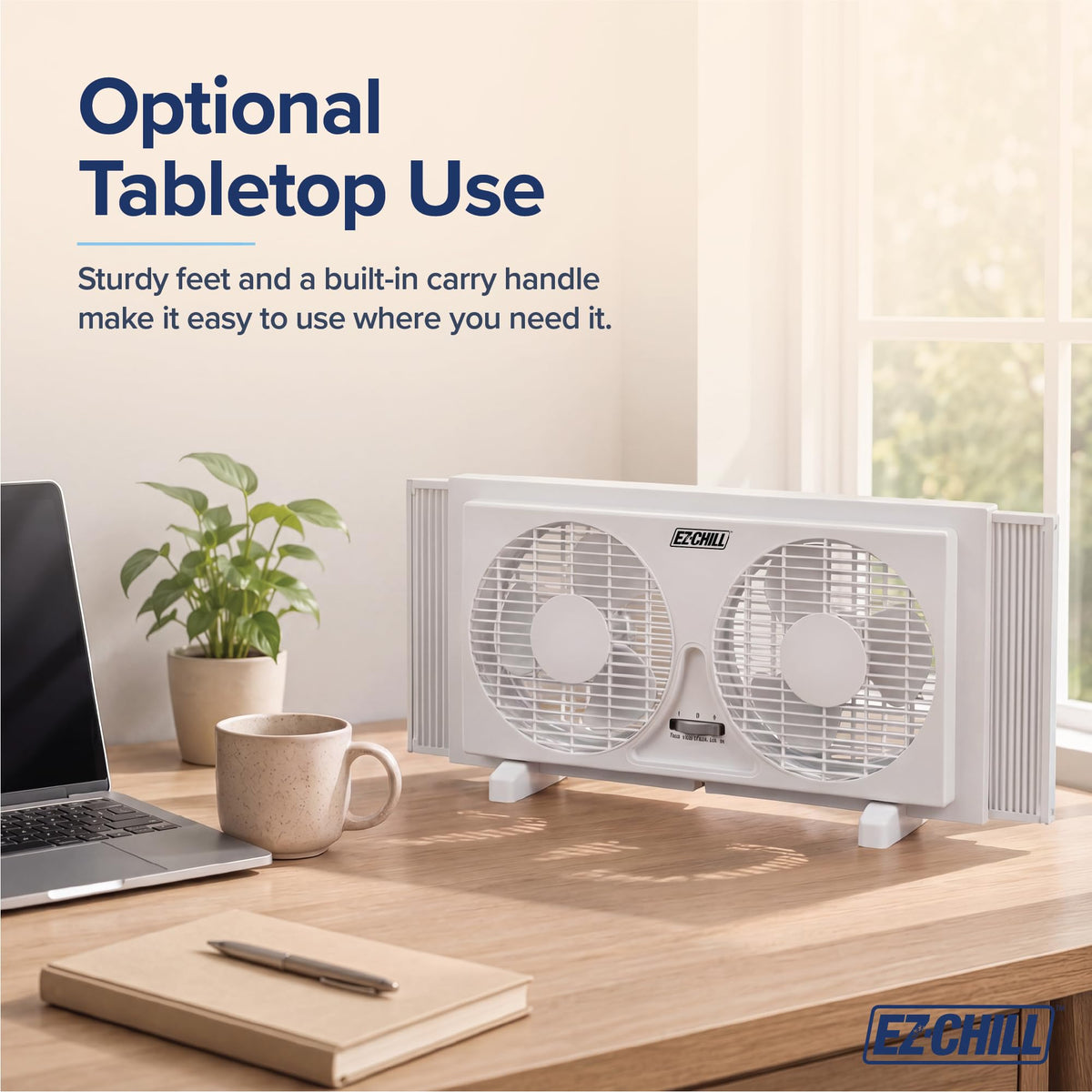 9" Twin Window Fan with Manual Reversible Airflow, 2 Speed, White W206387
