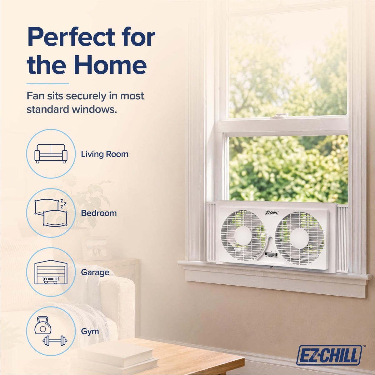 9" Twin Window Fan with Manual Reversible Airflow, 2 Speed, White W206387