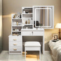 White 4 Drawer Vanity Desk Set with Mirror Q4932