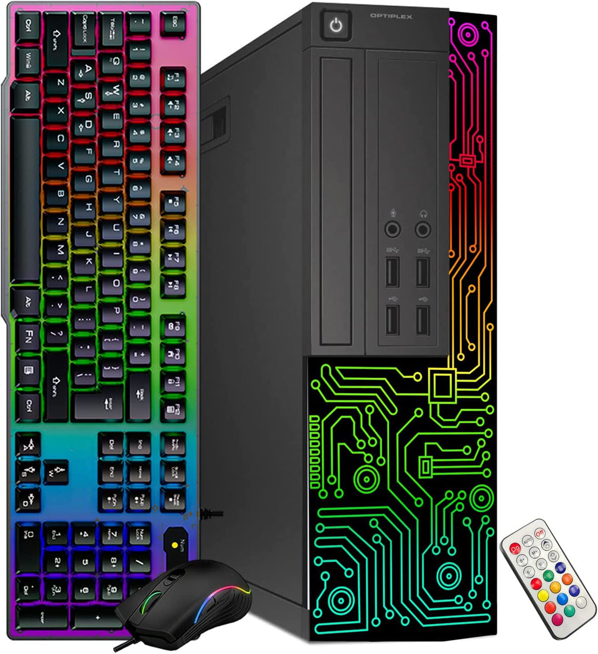 RGB Desktop Computer PC with 24 Inch Monitor, Intel i5, 8GB RAM, 512GB SSD, Windows 11 Pro P570