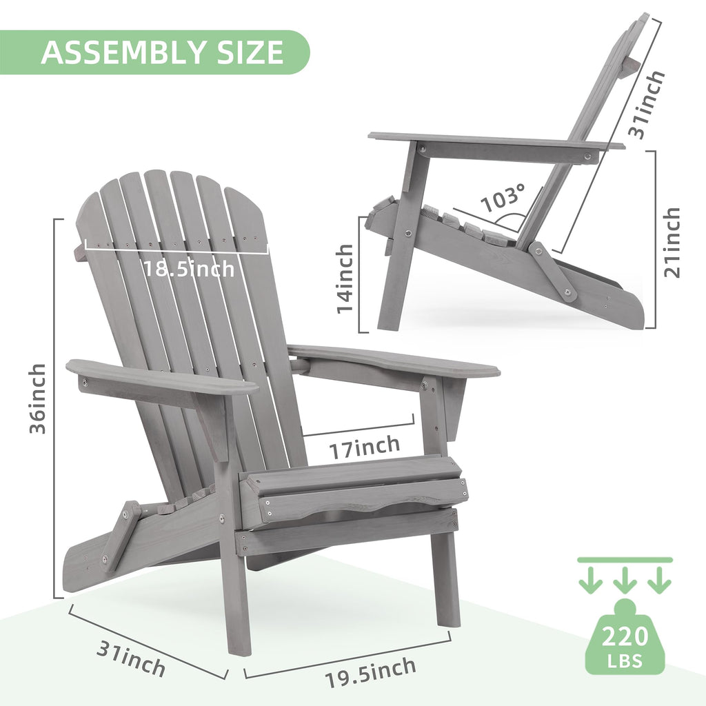 Wood Folding Adirondack Chair Set of 2 Solid Cedar M218