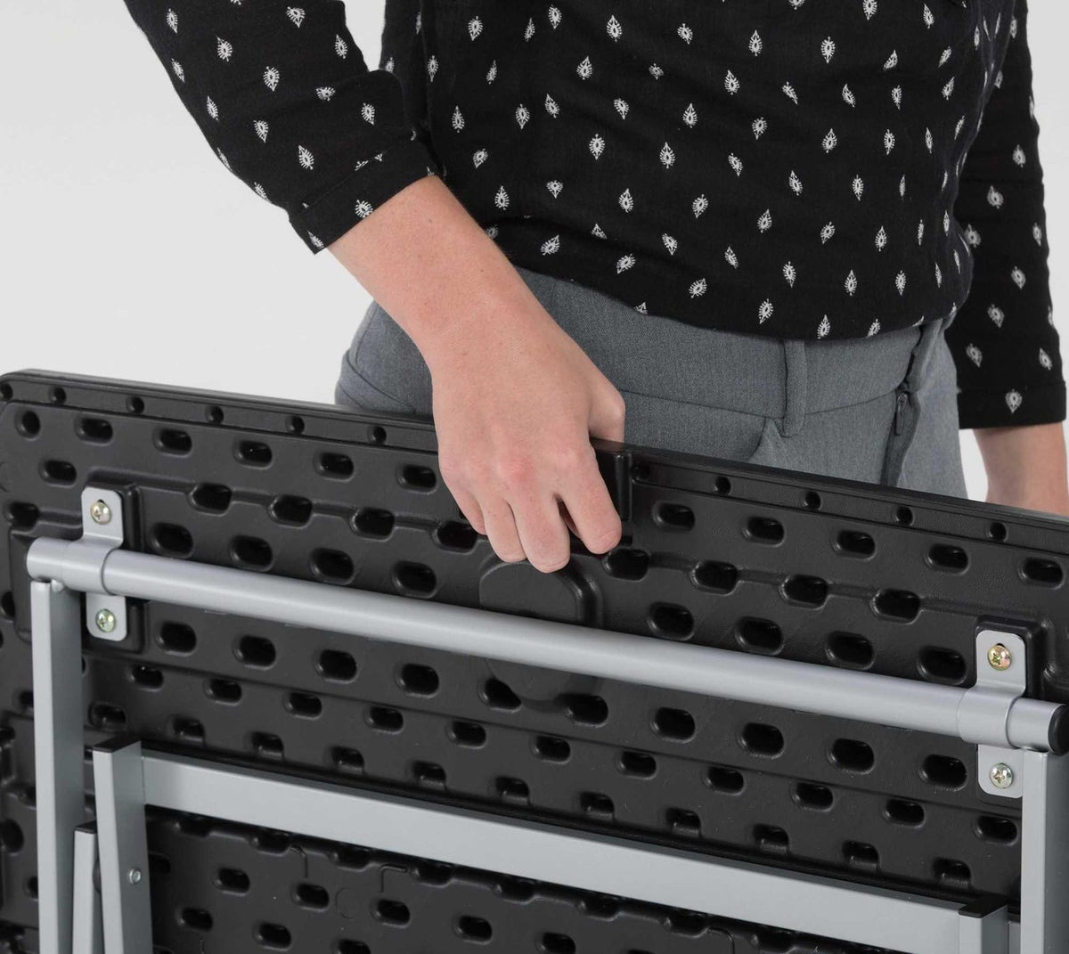 Small Folding Table, Portable Plastic Black 30 Inch D4395