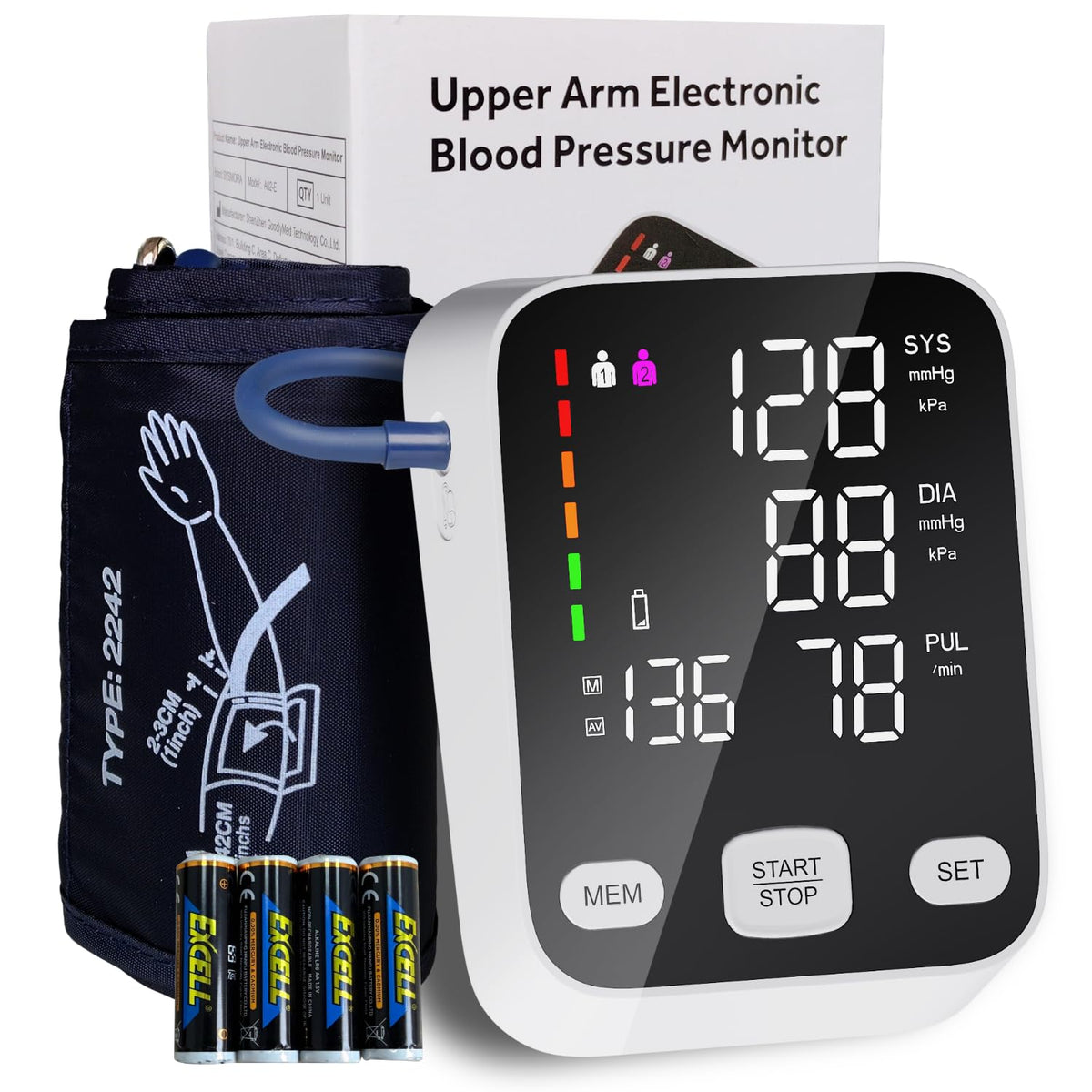 Automatic Upper Arm Blood Pressure Monitor with 6-Inch Backlit Display A94777