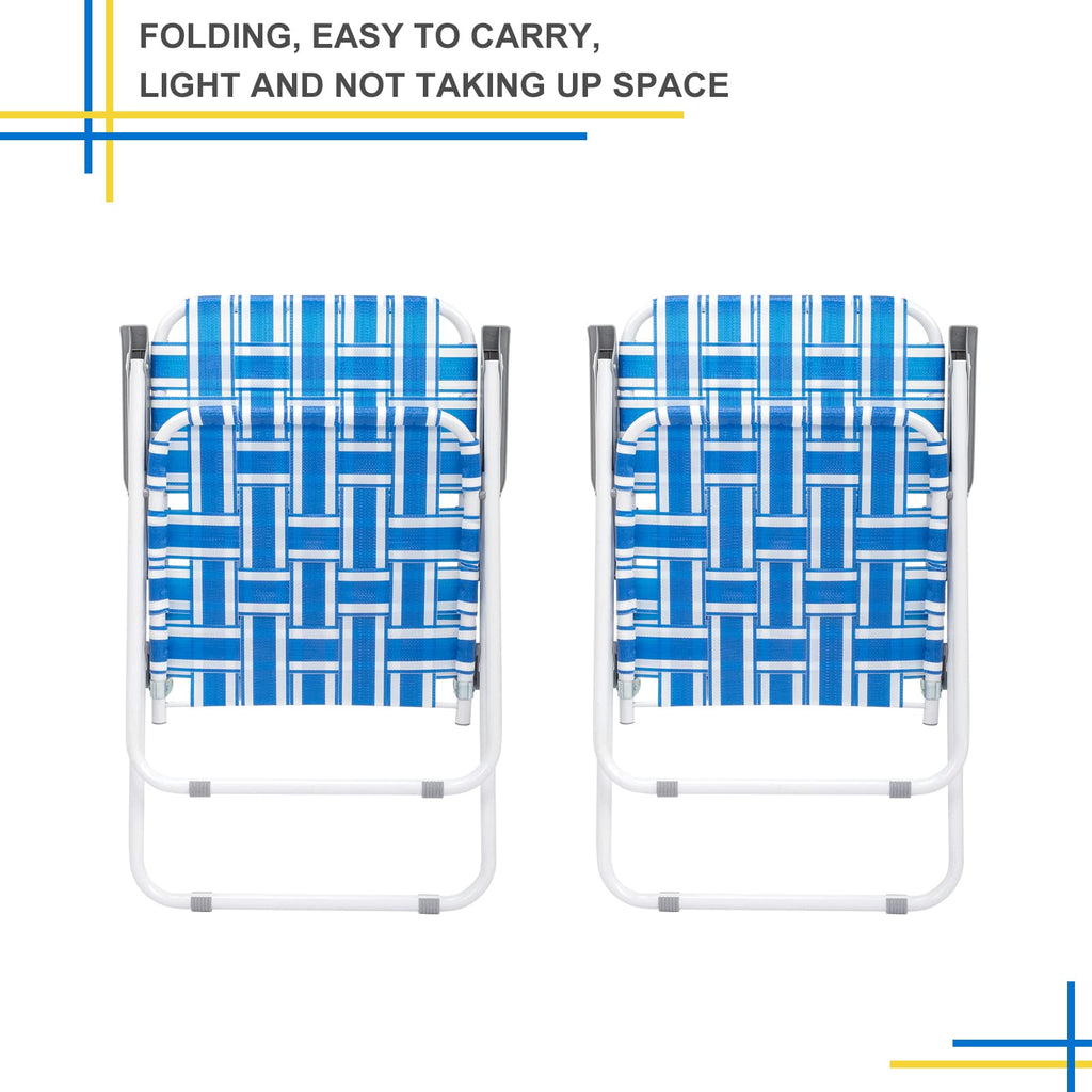 Set of 2 Blue Webbed Folding Camping Chairs Q26612