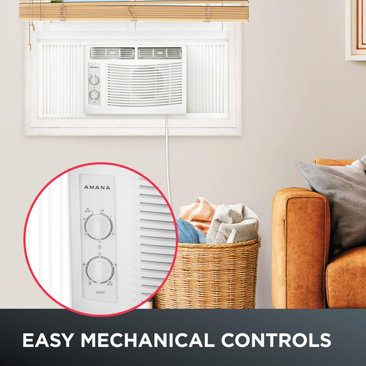5,000 BTU Window Air Conditioner with Mechanical Controls, Dehumidifier, Washable Filter, 2 Fan Speeds, White A776243