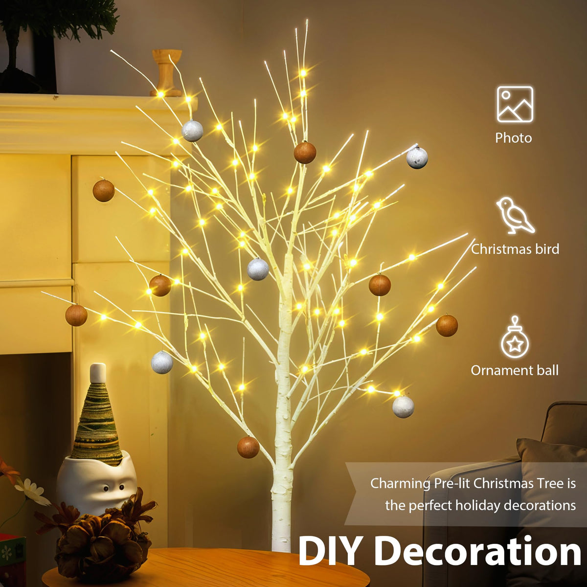 White Birch Tree Set with 246 LED Lights F317159