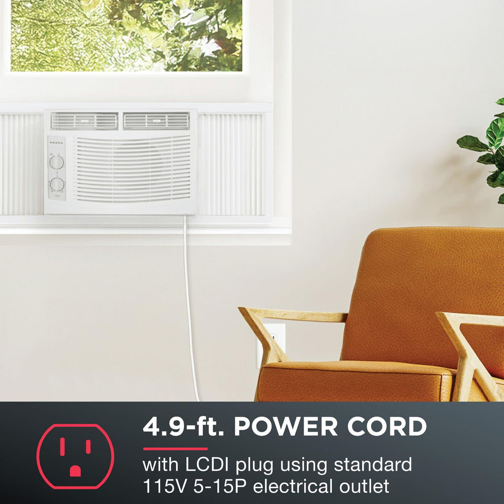 5,000 BTU Window Air Conditioner with Mechanical Controls, Dehumidifier, Washable Filter, 2 Fan Speeds, White A776243