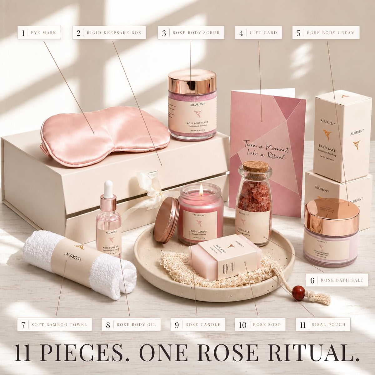 Rose 11-Piece Bath & Body Gift Set W29367