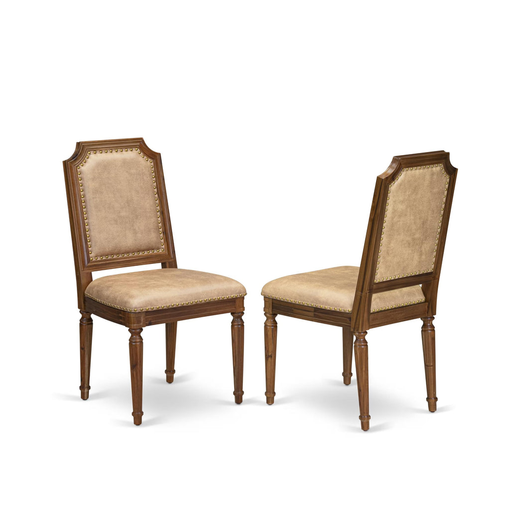 9 Piece Dining Table Set with 8 Beige Polyester Fabric Chairs T193