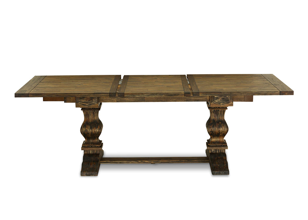 9 Piece Walnut Dining Table Set with 8 Grey Linen Chairs R79946