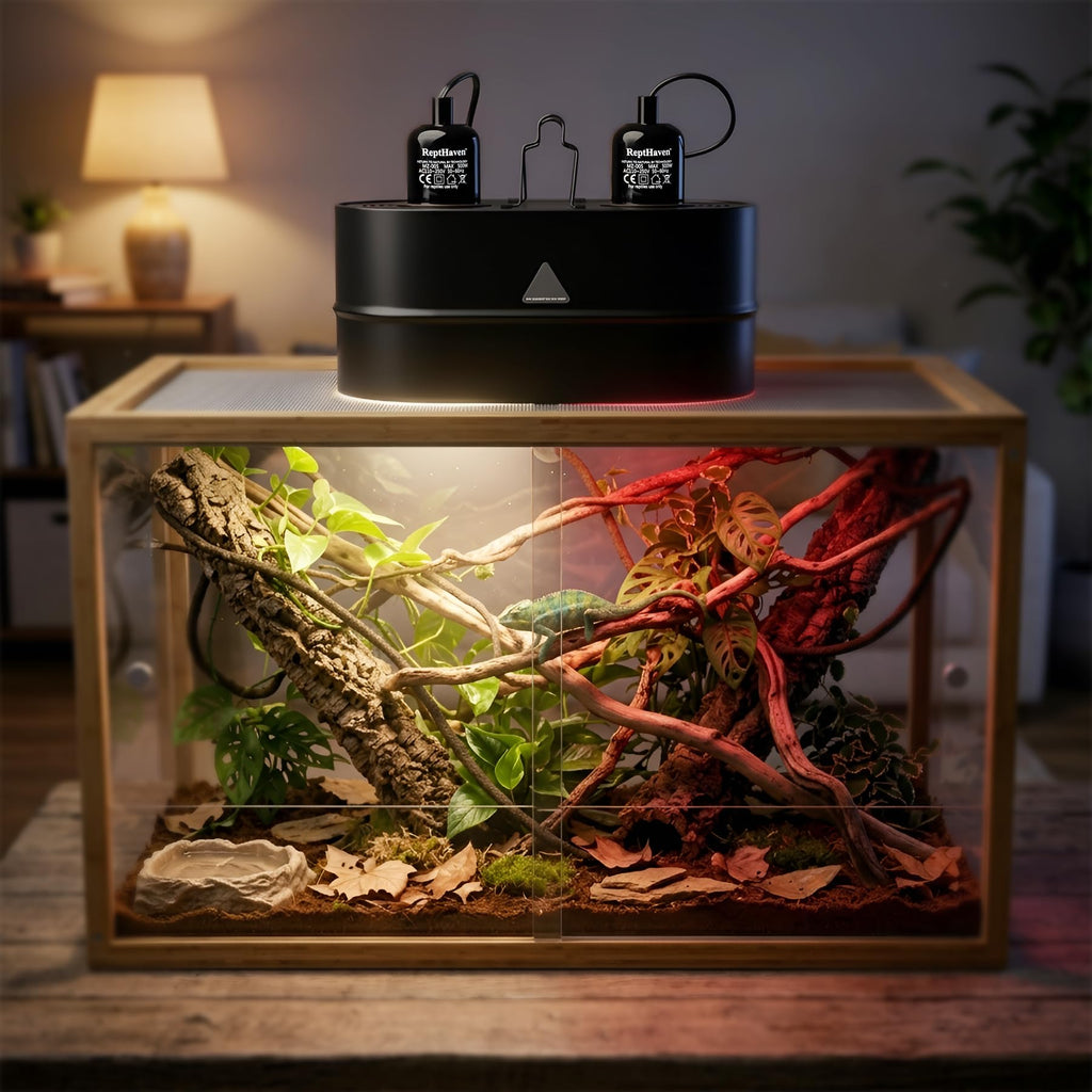 2-in-1 Deep Dome Reptile Light Fixture Kit with 100W UVA Basking Bulb & 100W Infrared Heat Lamp S9002