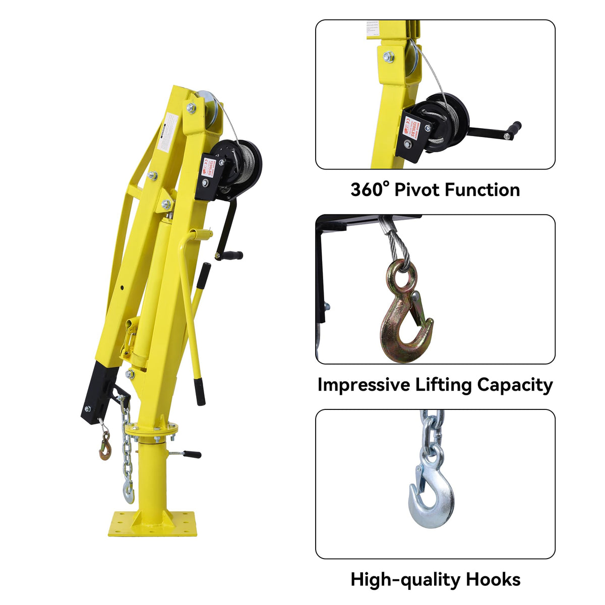 2000 lbs Folding Truck Crane with Hydraulic Winch I9860