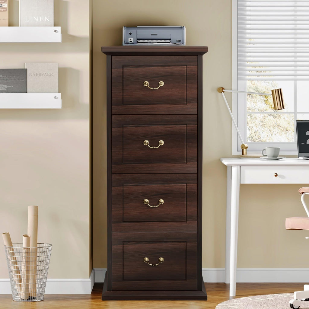 4 Drawer Dark Walnut File Cabinet N59920