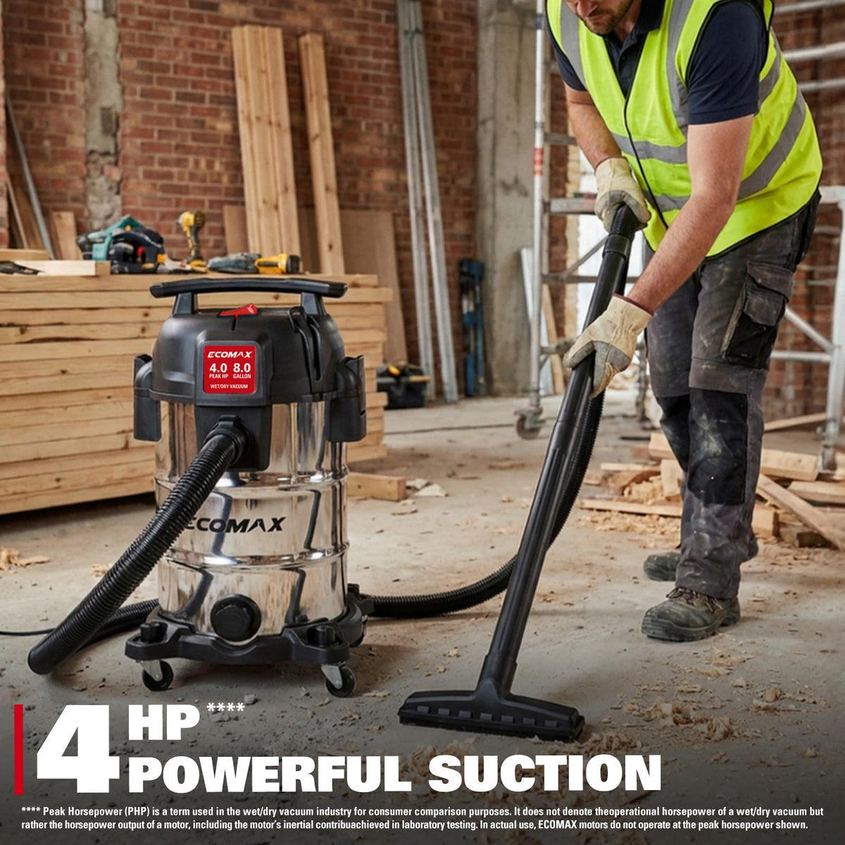 8 Gallon Stainless Steel Wet and Dry Shop Vacuum E717