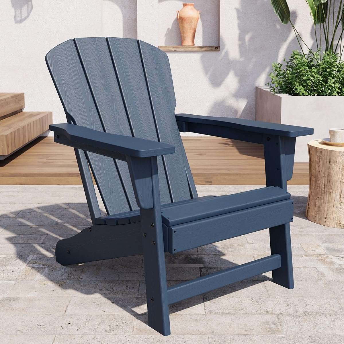 Oversize Navy Blue HDPE Plastic Adirondack Chair Y326