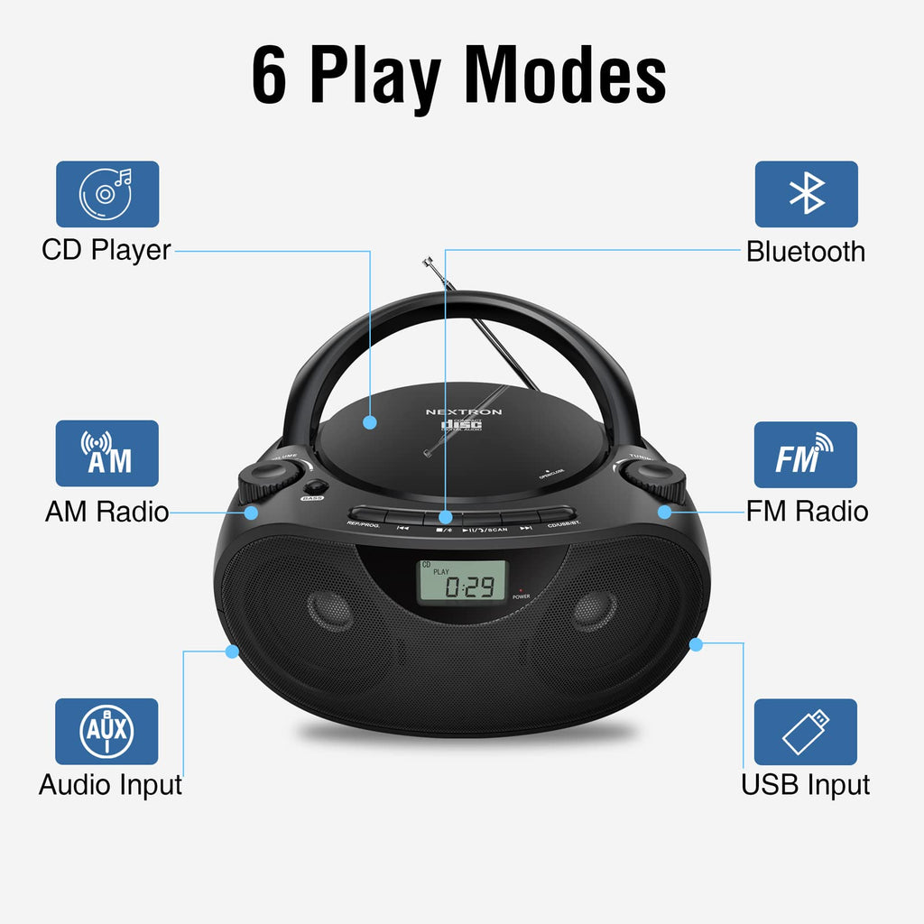 Portable CD Player Boombox with Bluetooth A282665