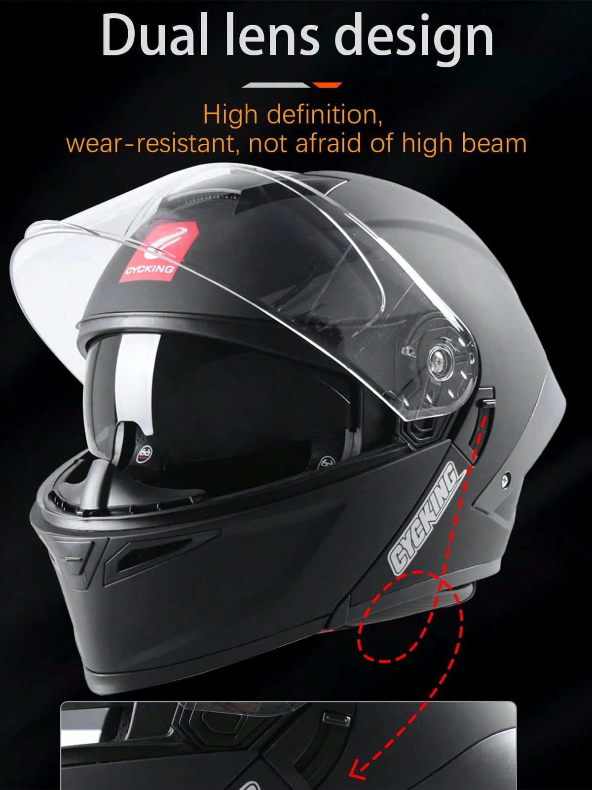 Modular Flip Up Full Face Motorcycle Helmet with Dual Visor I7641