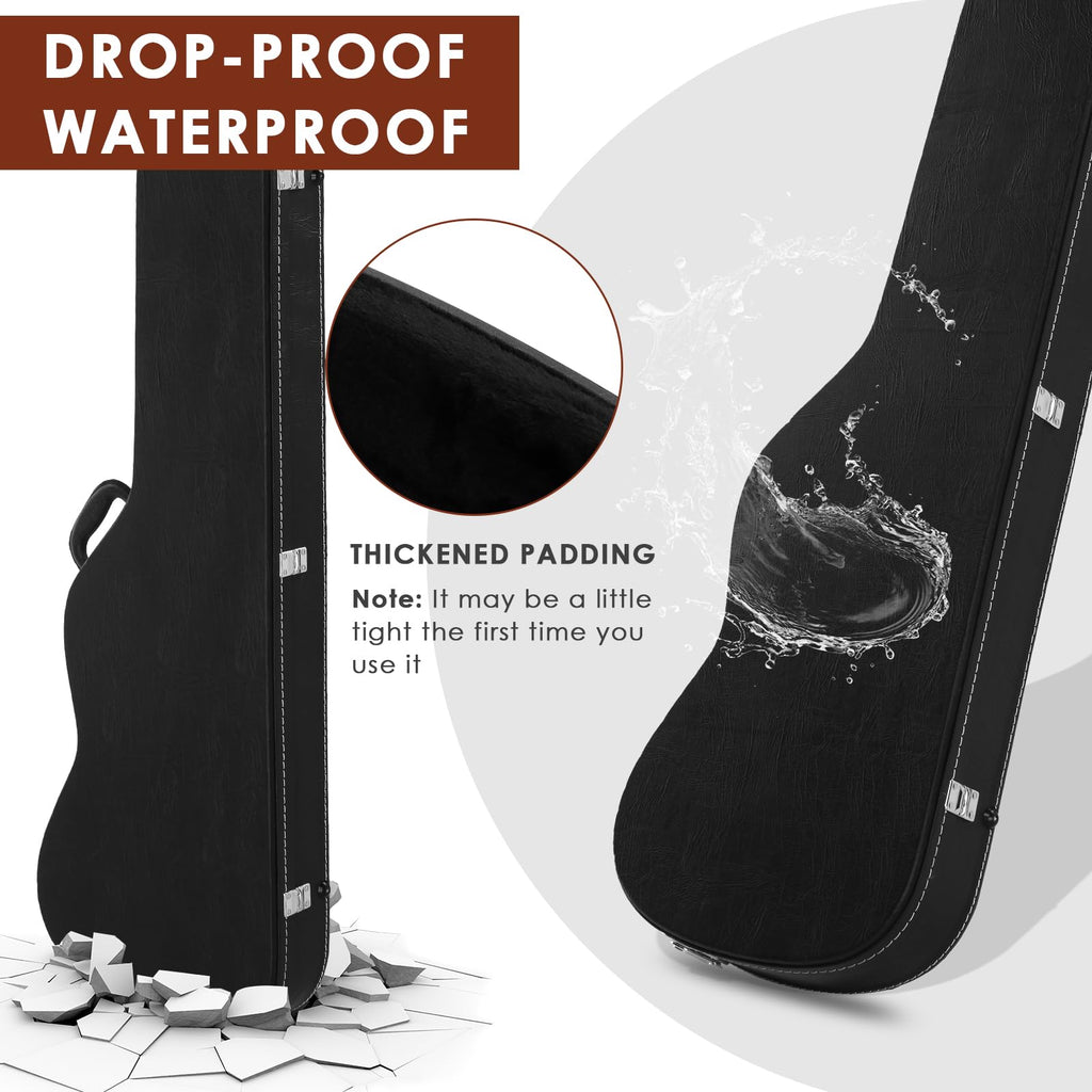39 Inch Wooden Electric Guitar Hard Case with Soft Lining, Black Z653475