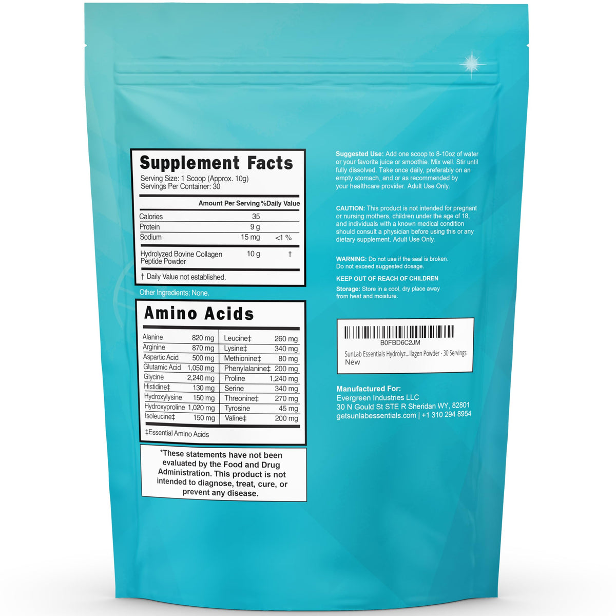 Unflavored Hydrolyzed Bovine Collagen Peptides Powder F84558