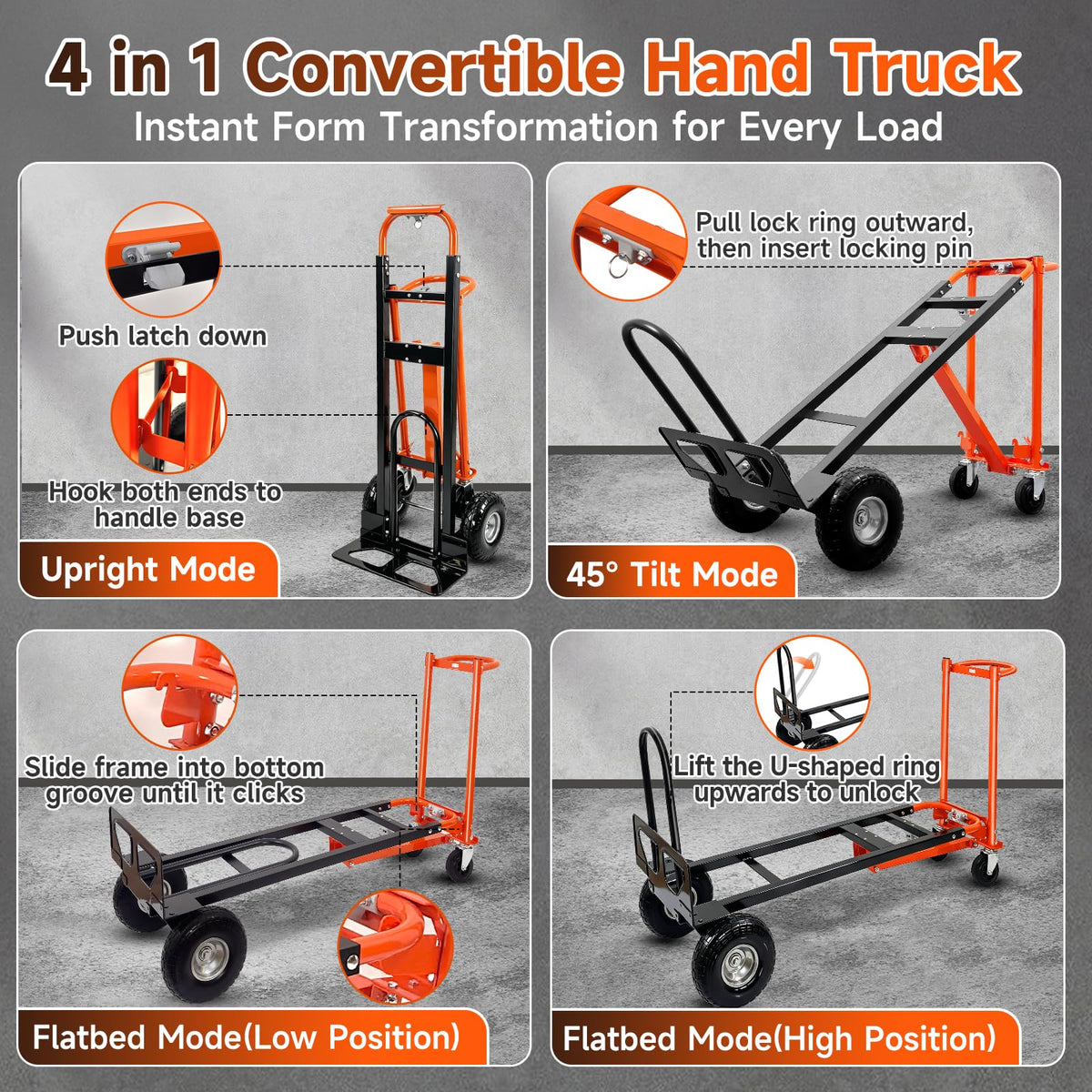 Heavy Duty Convertible Hand Truck with Wheels Q294260