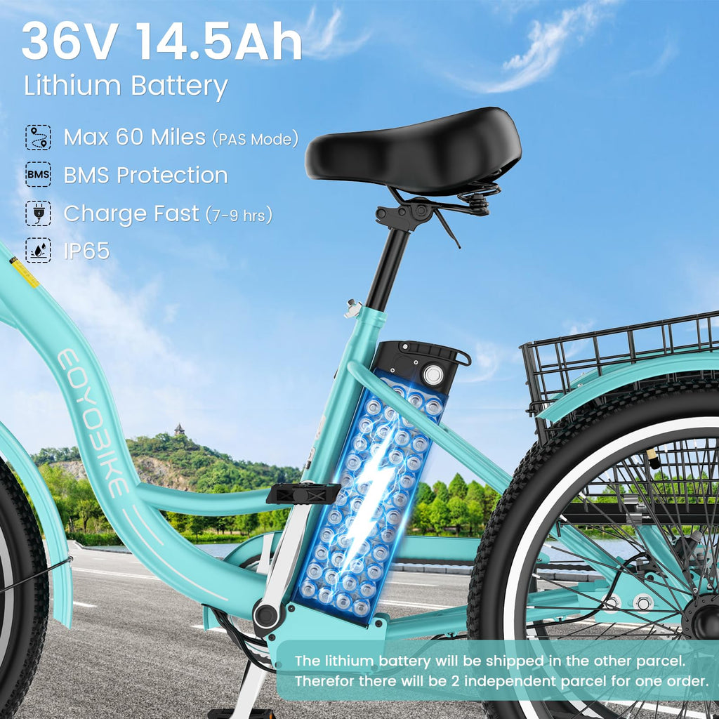 24/26 Inch 350W Electric Tricycle with Removable 36V Battery and Rear Basket R19957
