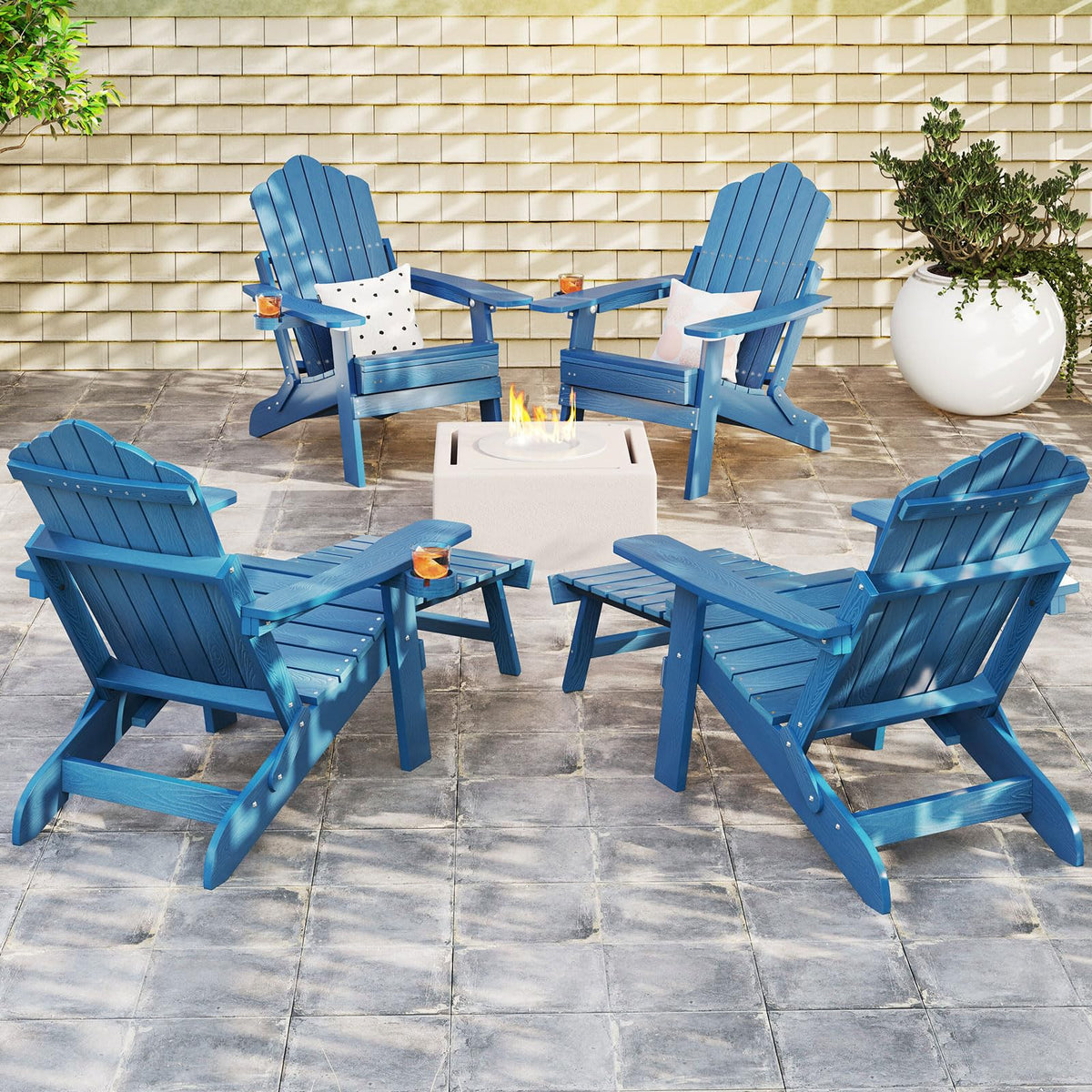 Folding Adirondack Chair with Adjustable Backrest and Ottoman F5652