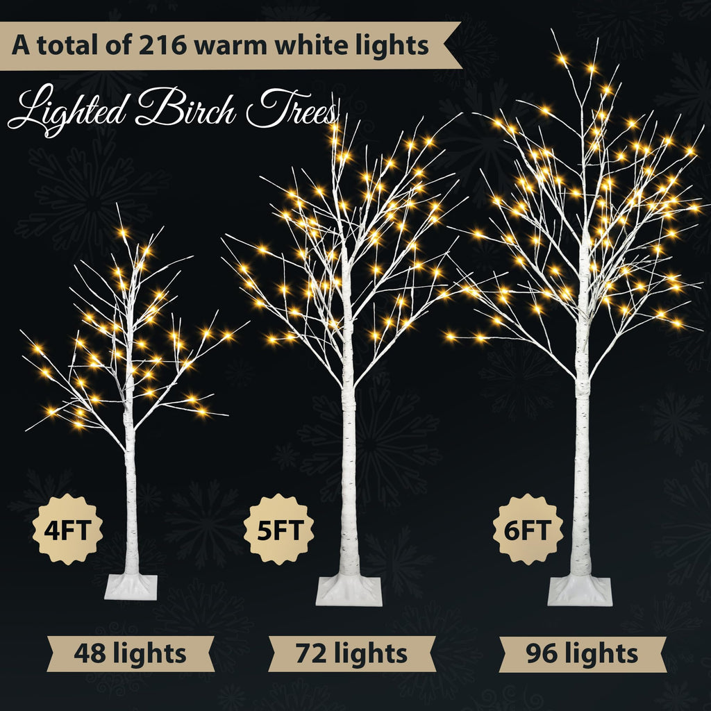 White Birch Tree Set with 246 LED Lights F317159